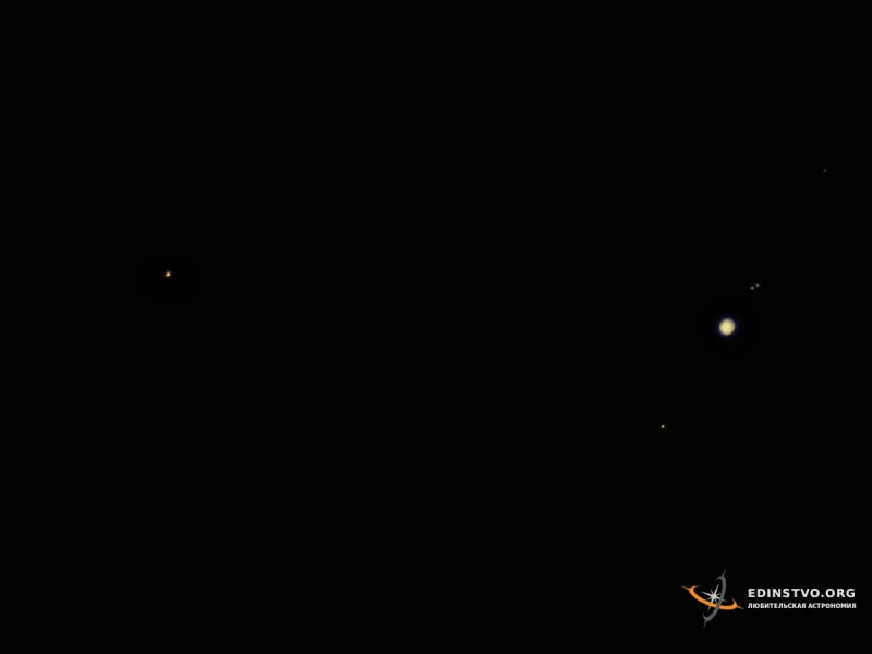 Соединение Юпитера и Марса 15 августа 2024 г.