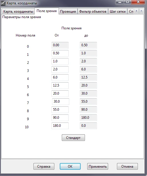 Настройка полей зрения Настройка полей зрения