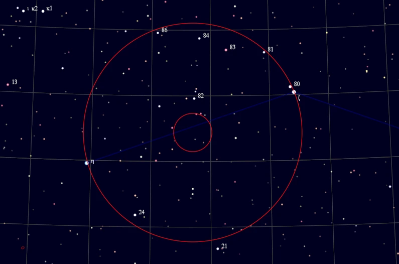 Пример 20-градусной карты с происковыми кругами Пример 20-градусной карты с происковыми кругами